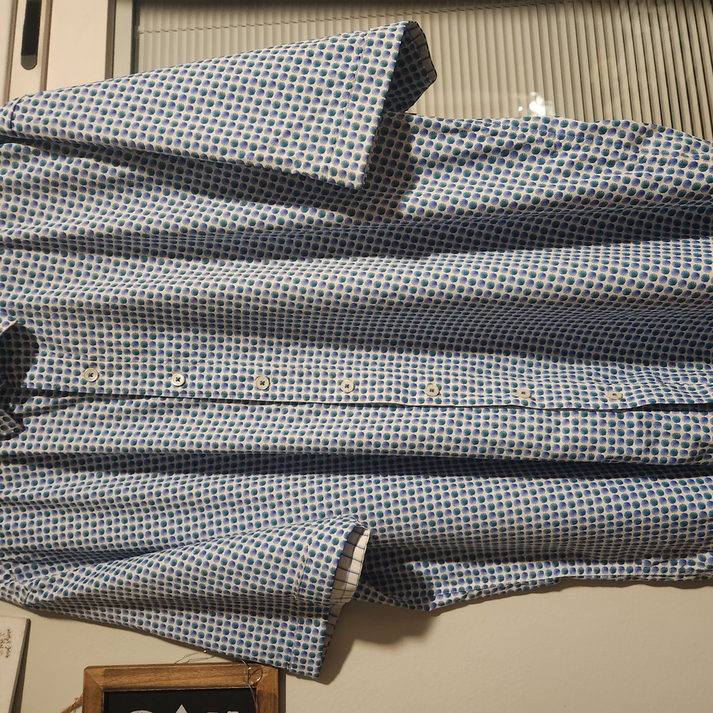 Bugatchi Blue Patterned Shirt - image 2